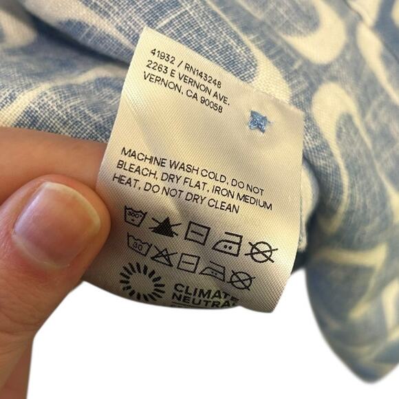 Reformation Blue White Abstract Print Jessi Linen Mini Dress Womens 0 - Picture 5 of 6